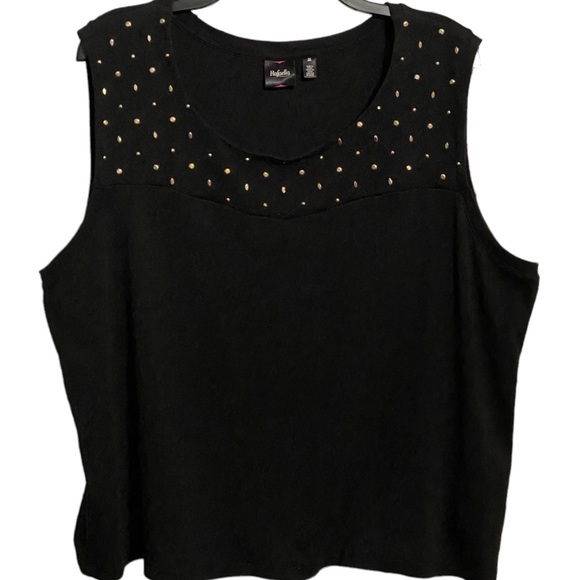 NWOT•Women’s Black Sleeveless top w/gold accents - Picture 6 of 7
